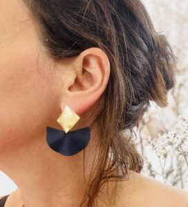 Boucles d'oreille alliage en zinc peint et attache en acier inoxydable