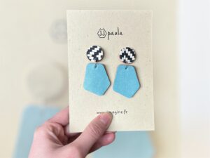 Boucles SUMMER cuir bleu – Image 2